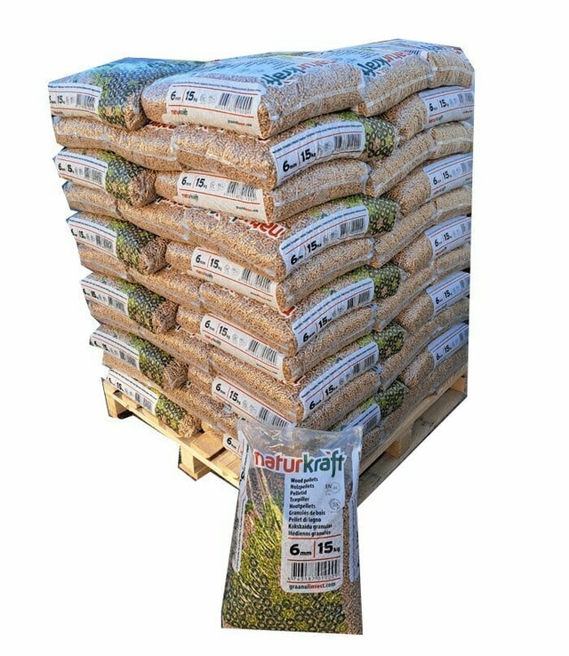 Holz Westerwalder Pellets — 1/2 Palette 36 Säcke à 15 kg