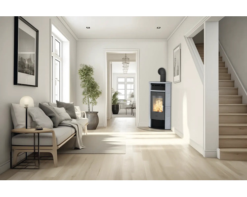 Kaminofen Fireplace Malta Speckstein 6,4 kW mit Holzfach