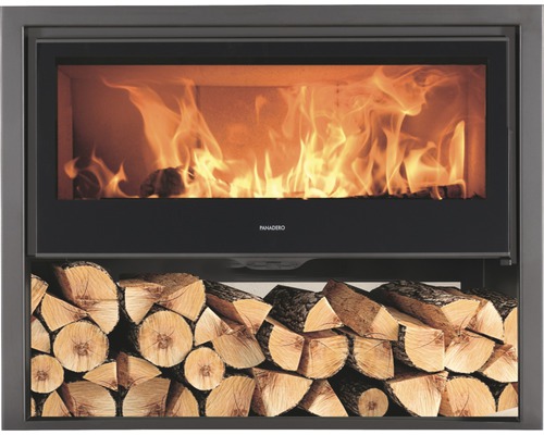 Kaminofen Panadero Chopin Stahl schwarz 8 kW mit Holzfach