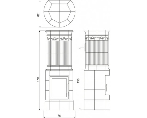 Kaminofen Stockholm Keramik weiß 9 kW
