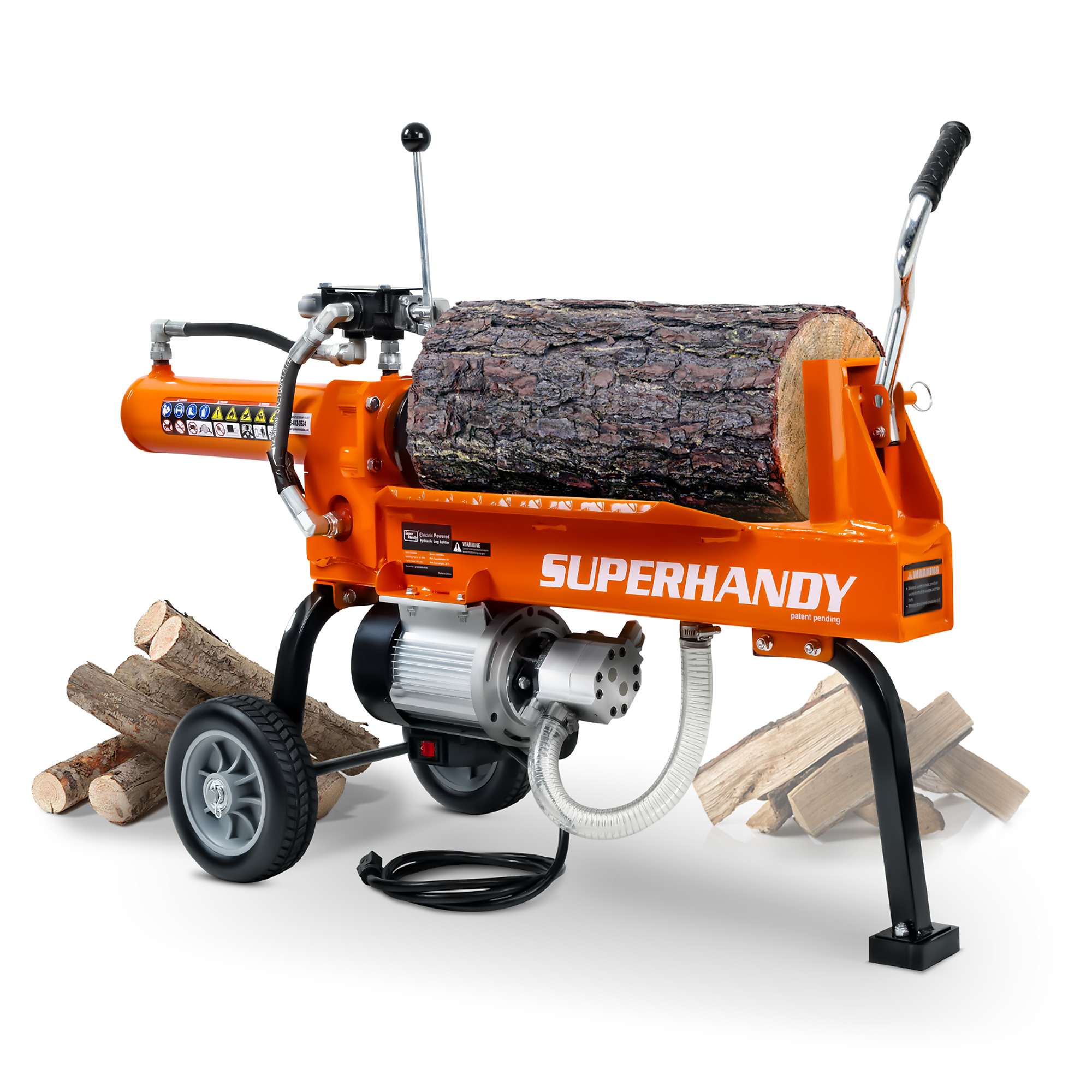 SuperHandy 14-Tonnen-Elektro-Holzspalter, Spaltkraft 14 Tonnen, max. Stammdurchmesser 14 Zoll, max. Stammlänge 20 Zoll, Modell TRI-GUO084 (Art.-Nr. 5247483)